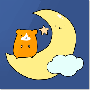 Crescent Moon Hamster Posters and Art